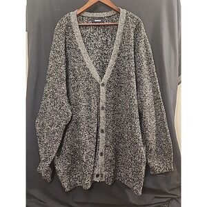 Men KING SIZE 5XL BIG Marled Grey Cardigan Sweater Button up